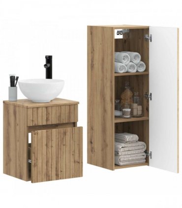 vidaXL Bathroom Cabinet Set 2 pcs Artisan Oak 33 x 34.5 x 100 cm