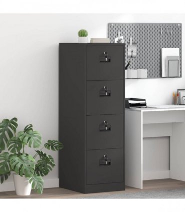 vidaXL File Cabinet Geometric Black 44 x 50 x 139 cm Cold-Rolled Steel