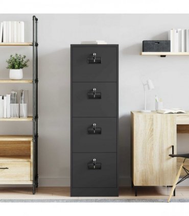 vidaXL File Cabinet Geometric Black 44 x 50 x 139 cm Cold-Rolled Steel