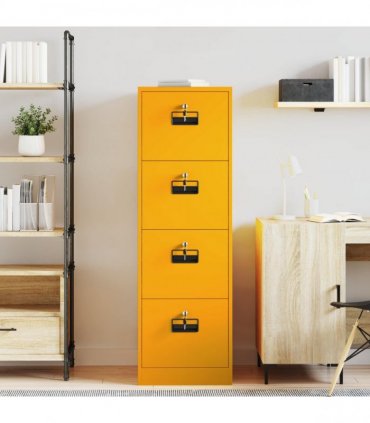 vidaXL File Cabinet Mustard Yellow 44 x 50 x 139 cm Cold-Rolled Steel