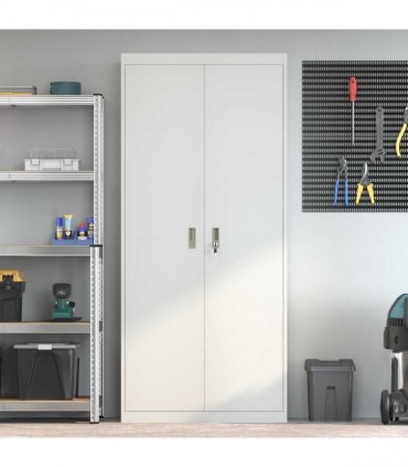 vidaXL Storage Cabinet White 90 x 40 x 200 cm Steel
