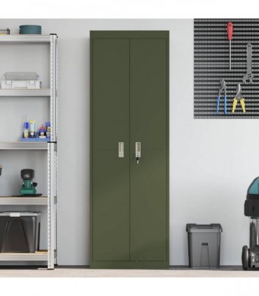 vidaXL Storage Cabinet Olive Green 60 x 40 x180 cm Steel