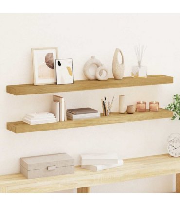 vidaXL Wall Shelves 2 pcs 110x15x4 cm Solid Wood Teak
