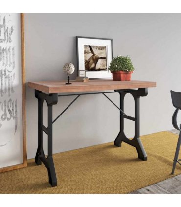 vidaXL Dining Table 110x65x82 cm Solid Wood Fir and Iron