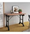 vidaXL Dining Table 110x65x82 cm Solid Wood Fir and Iron