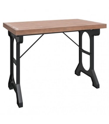 vidaXL Dining Table 110x65x82 cm Solid Wood Fir and Iron