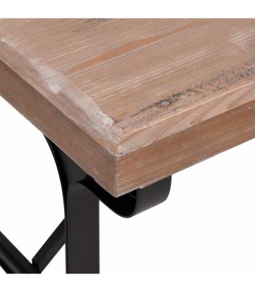 vidaXL Dining Table 110x65x82 cm Solid Wood Fir and Iron