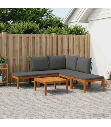 vidaXL 6 pcs Solid Acacia Wood & Rope Natural