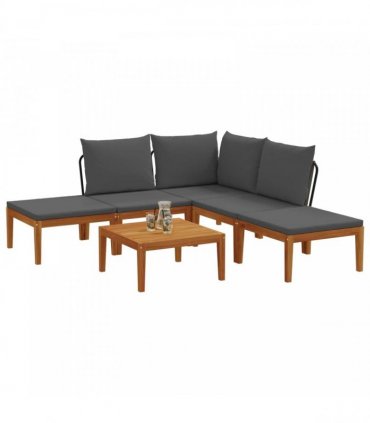 vidaXL 6 pcs Solid Acacia Wood & Rope Natural