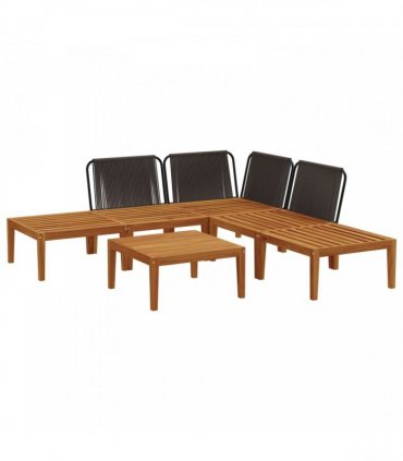 vidaXL 6 pcs Solid Acacia Wood & Rope Natural