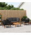vidaXL 5 pcs Solid Acacia Wood & Rope Natural