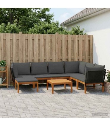 vidaXL 8 pcs Solid Acacia Wood & Rope Natural
