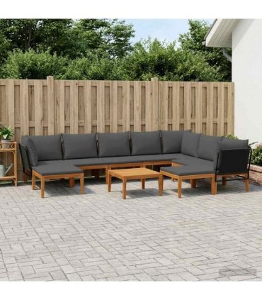 vidaXL 11 pcs Solid Acacia Wood & Rope Natural