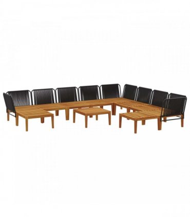 vidaXL 11 pcs Solid Acacia Wood & Rope Natural
