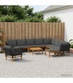 vidaXL 12 pcs Solid Acacia Wood & Rope Natural