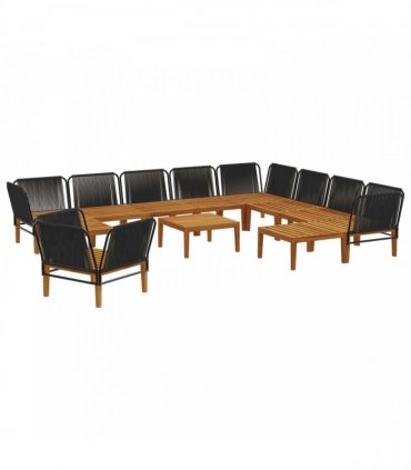 vidaXL 12 pcs Solid Acacia Wood & Rope Natural