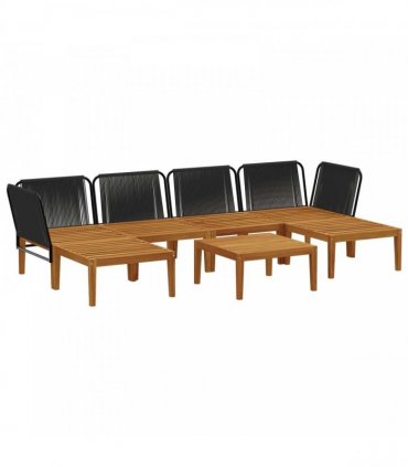 vidaXL 7 pcs Solid Acacia Wood & Rope Natural