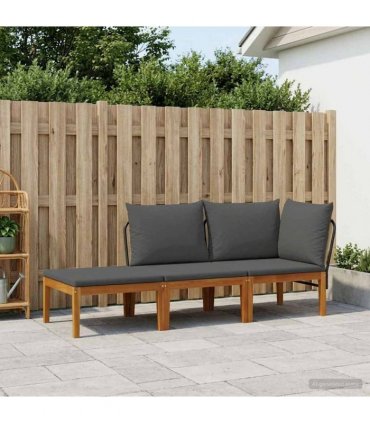 vidaXL 3 pcs Solid Acacia Wood & Rope Natural