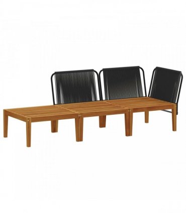 vidaXL 3 pcs Solid Acacia Wood & Rope Natural
