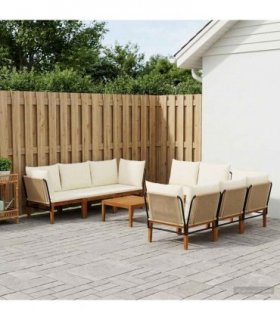 vidaXL 9 pcs Solid Acacia Wood & Rope Natural