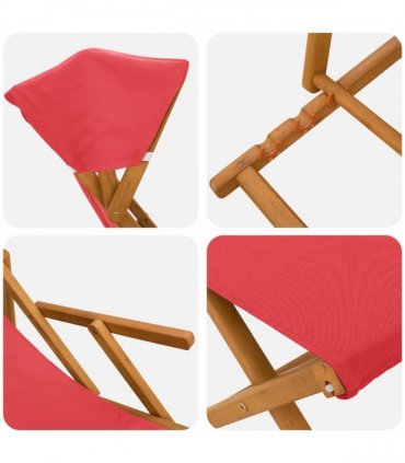 vidaXL Deck Chair 4 pcs 3 Position Solid Eucalyptus Wood Red