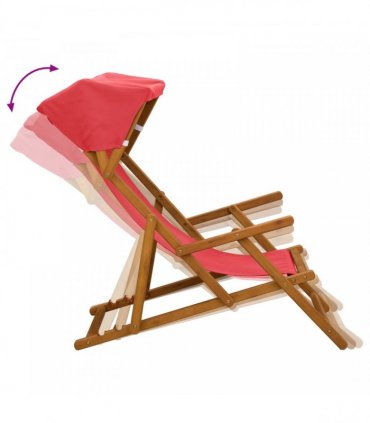 vidaXL Deck Chair 4 pcs 3 Position Solid Eucalyptus Wood Red