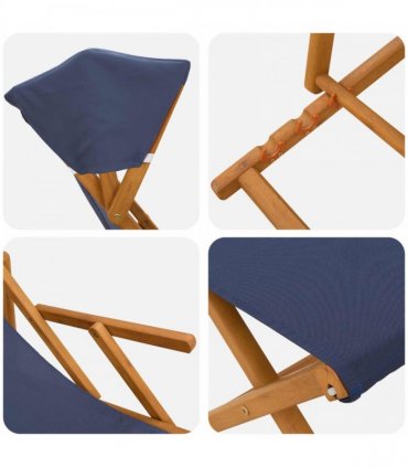 vidaXL Deck Chair 4 pcs 3 Position Solid Eucalyptus Wood Blue