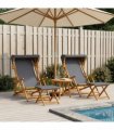vidaXL Deck Chair 4 pcs 3 Position Solid Eucalyptus Wood Grey