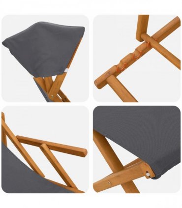 vidaXL Deck Chair 4 pcs 3 Position Solid Eucalyptus Wood Grey