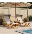vidaXL Deck Chair 4 pcs 3 Position Solid Eucalyptus Wood Cream