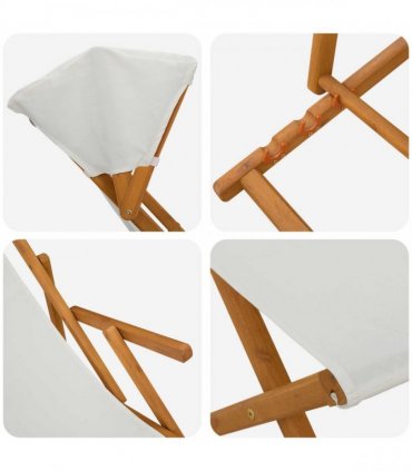vidaXL Deck Chair 4 pcs 3 Position Solid Eucalyptus Wood Cream