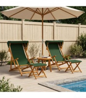 vidaXL Deck Chair 4 pcs 3 Position Solid Eucalyptus Wood Green