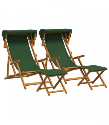 vidaXL Deck Chair 4 pcs 3 Position Solid Eucalyptus Wood Green