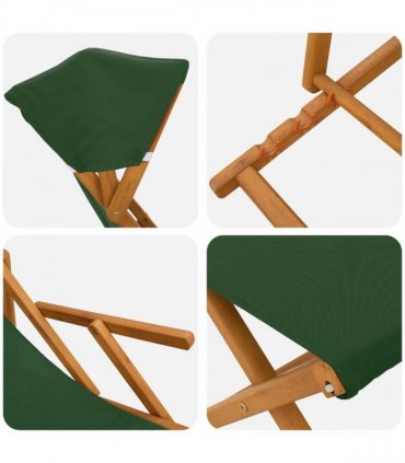 vidaXL Deck Chair 4 pcs 3 Position Solid Eucalyptus Wood Green