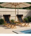 vidaXL Deck Chair 4 pcs 3 Position Solid Eucalyptus Wood Black