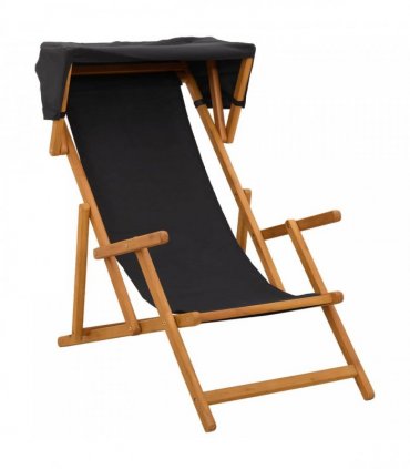 vidaXL Deck Chair 4 pcs 3 Position Solid Eucalyptus Wood Black