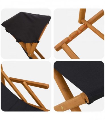 vidaXL Deck Chair 4 pcs 3 Position Solid Eucalyptus Wood Black