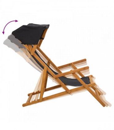vidaXL Deck Chair 4 pcs 3 Position Solid Eucalyptus Wood Black