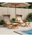 vidaXL Deck Chair 4 pcs 3 Position Solid Eucalyptus Wood Beige
