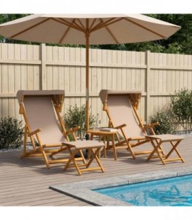 vidaXL Deck Chair 4 pcs 3 Position Solid Eucalyptus Wood Taupe
