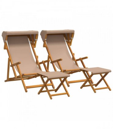 vidaXL Deck Chair 4 pcs 3 Position Solid Eucalyptus Wood Taupe