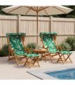 vidaXL Deck Chair 4 pcs 3 Position Solid Eucalyptus Wood Leaf Pattern