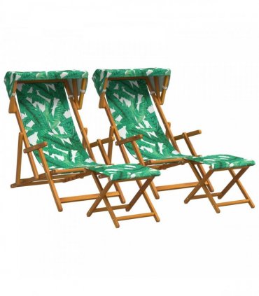 vidaXL Deck Chair 4 pcs 3 Position Solid Eucalyptus Wood Leaf Pattern