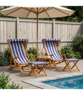 vidaXL Deck Chair 4 pcs 3 Position Solid Eucalyptus Wood