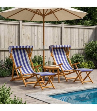 vidaXL Deck Chair 4 pcs 3 Position Solid Eucalyptus Wood