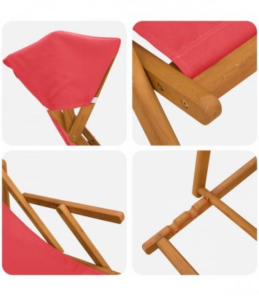 vidaXL Deck Chair 2 pcs 3 Position Solid Eucalyptus Wood Red