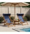 vidaXL Deck Chair 2 pcs 3 Position Solid Eucalyptus Wood Blue