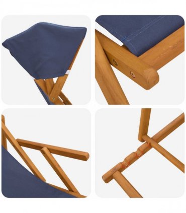 vidaXL Deck Chair 2 pcs 3 Position Solid Eucalyptus Wood Blue