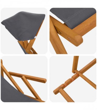 vidaXL Deck Chair 2 pcs 3 Position Solid Eucalyptus Wood Grey