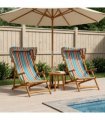 vidaXL Deck Chair 2 pcs 3 Position Solid Eucalyptus Wood Multicolour